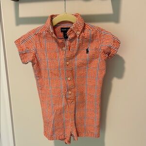 Ralph Lauren Kids Orange Checkered Romper - 6-12m
